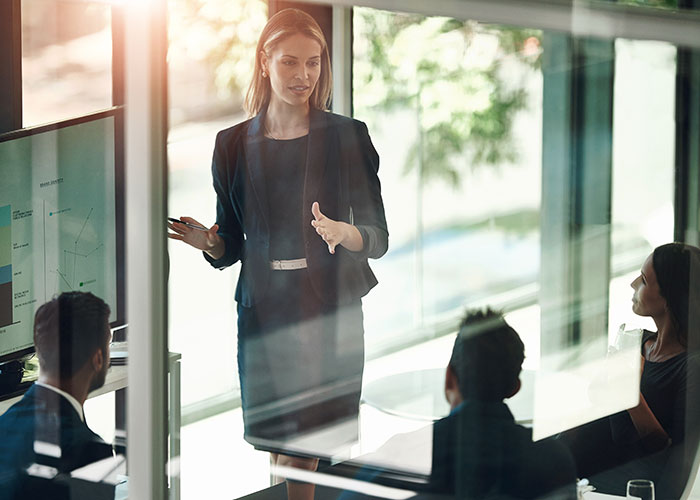 Business woman giving a presentation
